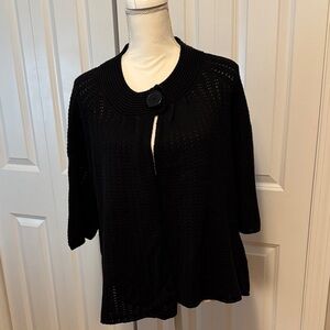 Black Knit Cardigan with Button Closure